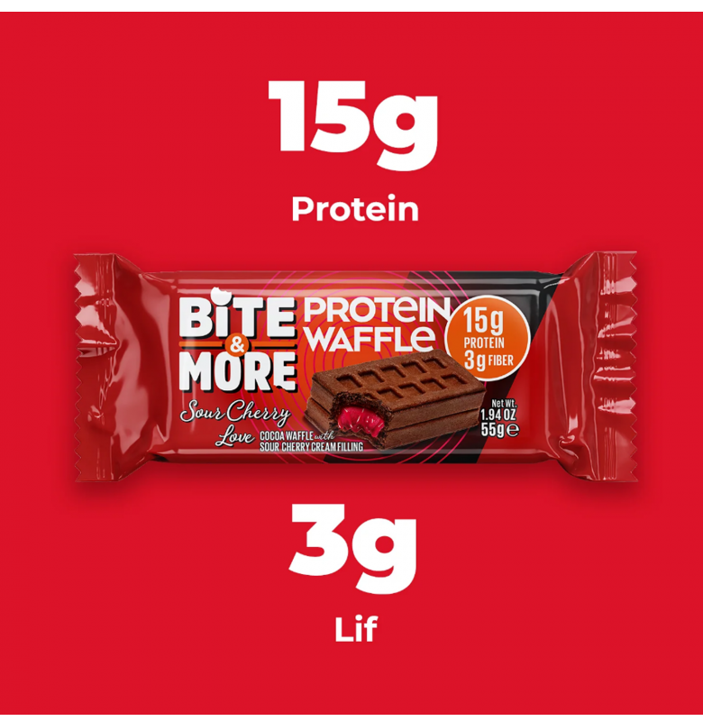 Bite & More Protein Waffle Vişne 55 gram - 2