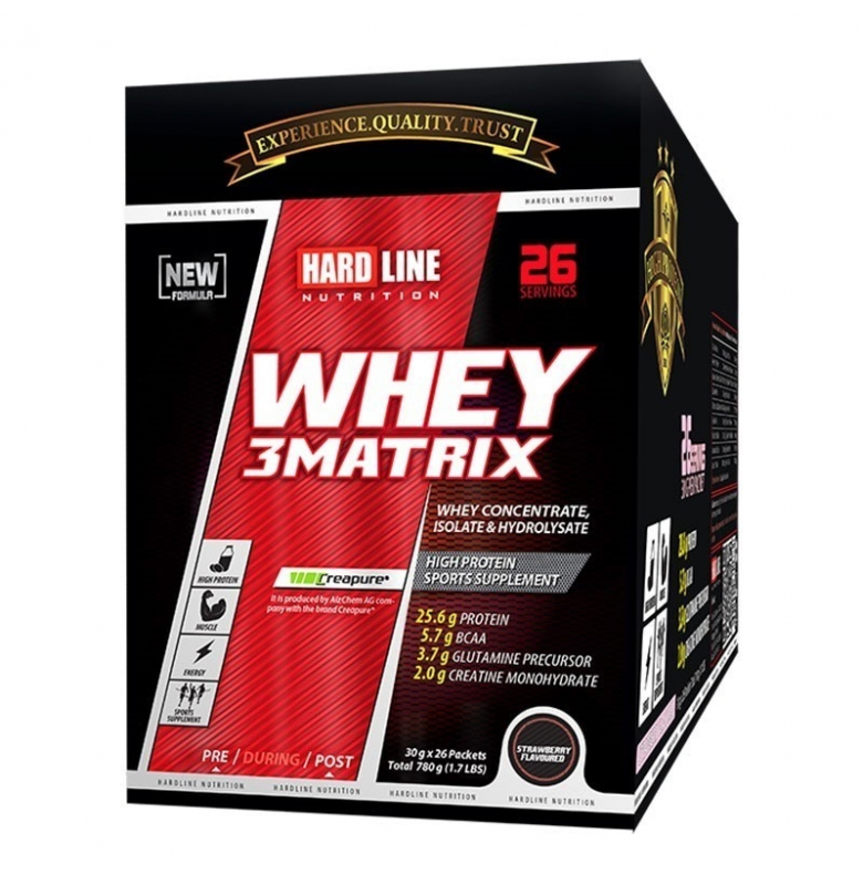 Hardline Whey 3 Matrix Çilek 26 Şase x 30 gr. (780 gr.)